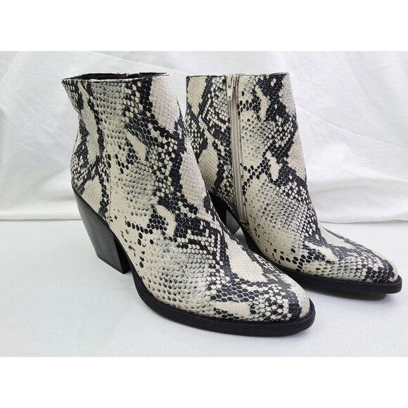Madden Girl Size 10 Women Klicck Block Heel Side Zip Snake Print Ankle Boots NEW - Picture 7 of 13